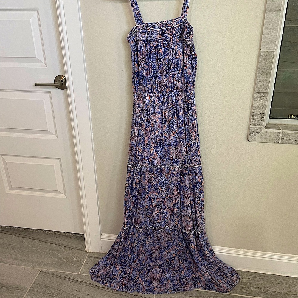 Chelsea and Violet Blue sky paisley Mosaic Sleeveless Maxi dress